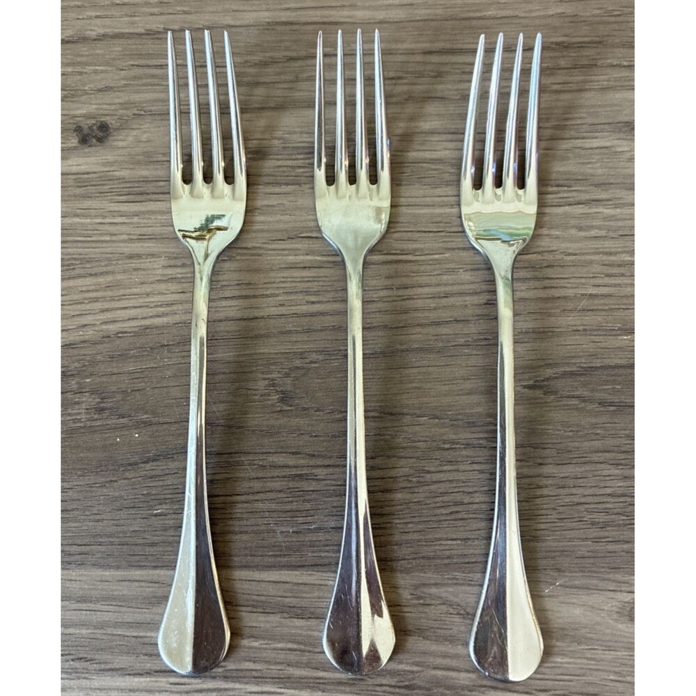 Set of 3 Pottery Barn Salad Forks, Baguette, 18/8 Stainless, Silver, Glossy, 7in